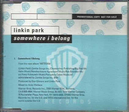 Linkin Park: Somewhere I Belong PROMO CD-single
